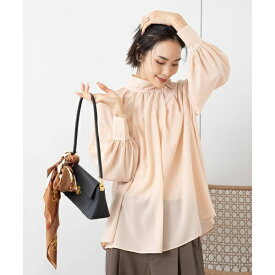 [小さいサイズ]ギャザーハイネックブラウス／ミッシェルクラン（MICHEL KLEIN）