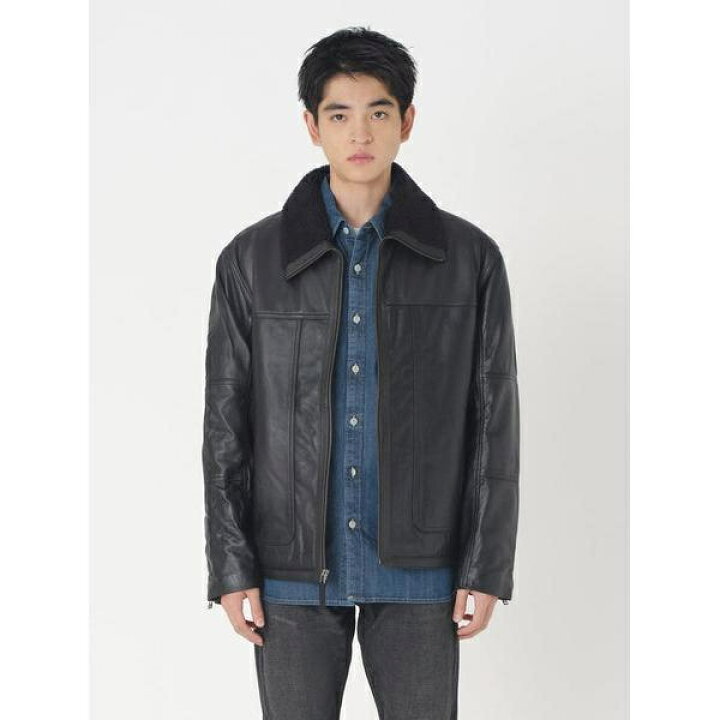 楽天市場】レザーシェルパジャケット ブラック APERO BLACK LEAT 