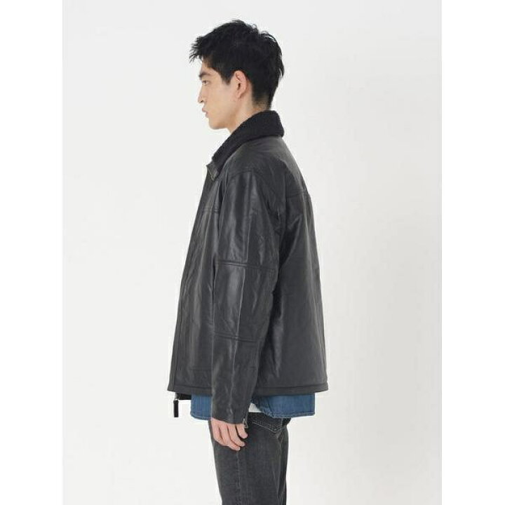 楽天市場】レザーシェルパジャケット ブラック APERO BLACK LEAT