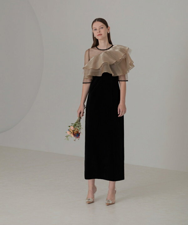 楽天市場】アシンメトリーティアードフリル3WAYベロアIラインドレス  