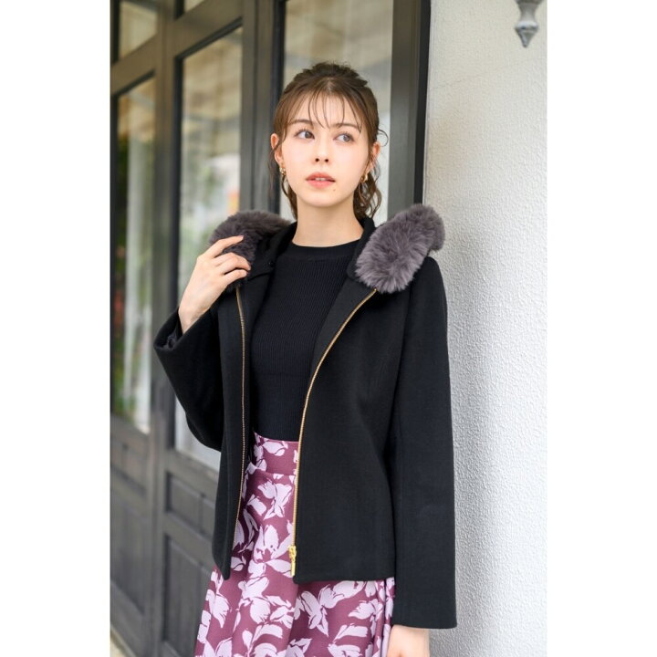 楽天市場】大人綺麗に魅せる。万能アウター。フードファー付きショート 