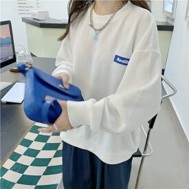 ワッフル素材のワンポイントトレーナー／メゾンドラティール（maison de LATIR）