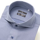 【長袖】カッタウェイ ワイシャツ ネイビー ドビー無地 ノーアイロン 形態安定 ストレッチ／スーツセレクト（SUIT SELECT）