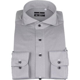 【長袖】カッタウェイ ワイシャツ グレー ドビー無地 ノーアイロン 形態安定 ストレッチ／スーツセレクト（SUIT SELECT）