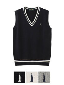 Men's 綿ベスト〈7G/ライン入り〉【スクール】【学生】【通学】【学校】／イーストボーイ（EAST BOY）