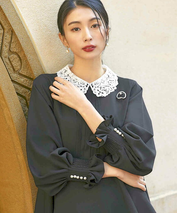 楽天市場】2WAYレース襟付きペプラムトップス＆テーパードパンツ  