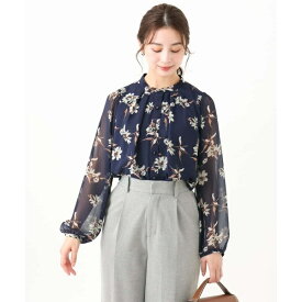 【小さいサイズ】花柄フロント釦シフォンブラウス/洗える／MK ミッシェルクラン（MK MICHEL KLEIN ）