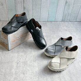 【25春夏新作】本革 日本製 幅広 軽量 クロスデザインシューズ／JS ハートレーベル（JS Heartlavel）