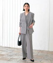 ピークドラペルダブルジャケット＆プリーツトップス＆タックワイドパンツ3点スーツセット／ルイルエブティック（RUIRUE BOUTIQUE）