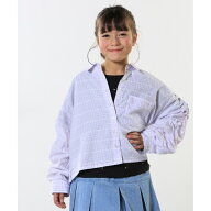 【洗える100-150cm】お袖リボンがアクセント クロップド丈 チェックシャツ／シューラルー（SHOOLARUE）
