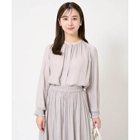 【小さいサイズ】シャーリングデザインサテンブラウス/接触冷感/洗える/セットアップ対応／MK ミッシェルクラン（MK MICHEL KLEIN ）