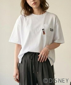 【ミッキー】 ポケット付 半袖 Tシャツ キャラクター レディース メンズ／ディズニー（Disney）