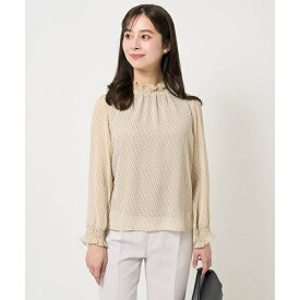 【小さいサイズ】幾何柄シフォンスタンドカラーブラウス/洗える/セットアップ対応／MK ミッシェルクラン（MK MICHEL KLEIN ）