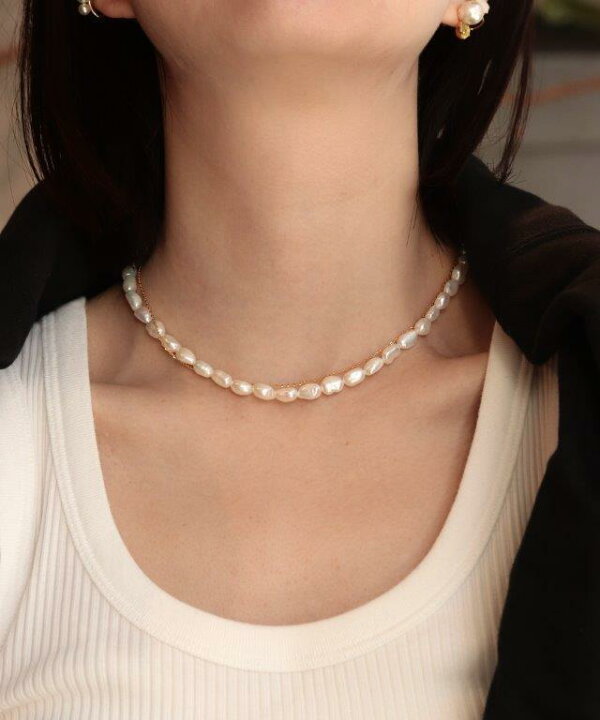 楽天市場】beau temps K14GF 淡水パールバロックショートネックレス 