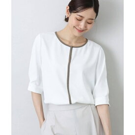 【小さいサイズ】配色パイピングVネックブラウス/洗える／MK ミッシェルクラン（MK MICHEL KLEIN ）