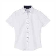 【透け防止】 スキッパー 半袖 形態安定 レディースシャツ／ブリックハウス（BRICKHOUSE）