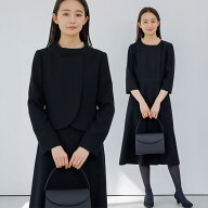 ≪前開き≫ロールカラージャケット＆セミフレアワンピース/喪服・礼服/ブラックフォーマル／フォルムフォ…