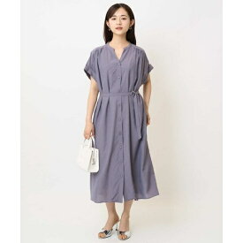 【小さいサイズ】ベルト付きキーネックワンピース/洗える／MK ミッシェルクラン（MK MICHEL KLEIN ）