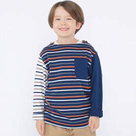SHIPS KIDS:100〜130cm/クレイジー ボーダー ロングスリーブ Tシャツ／シップス（SHIPS）
