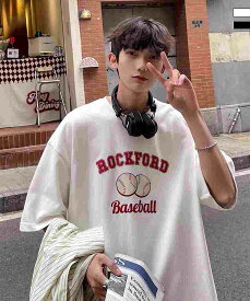 ILL'S 韓国ストリート ビッグシルエット ベースボールプリントTシャツ／イルズ（ILLS）