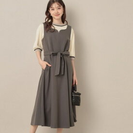 【帯電防止・通勤】ハートネック フレアージャンスカ／クチュールブローチ（Couture Brooch）