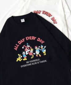 【 ミッキー ドナルド デイジー グーフィー プルート 】 プリント ロンT　長袖／ディズニー（Disney）