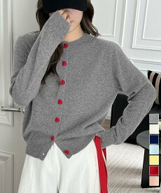 ハートボタンニットカーディガン秋冬韓国風／ミニミニストア（miniministore）