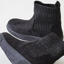 【撥水低反発クッション】すっぽりラクラク はきぐちニットブーツ／シューラルー（SHOOLARUE）