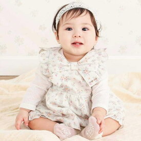 花柄無地コーデュロイ肩フリルリボンモチーフワンピース+ブルマセットアップベビー(70~80cm)／スラップスリップ ベビー（SLAP SLIP BABY）