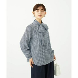 【小さいサイズ】ボウタイ付き千鳥柄プリントブラウス/洗濯機で洗える／MK ミッシェルクラン（MK MICHEL KLEIN ）