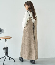 【美シルエット】 レースアップ キャミワンピース / サテン リボン【mil (ミル)】／ミル（mil）