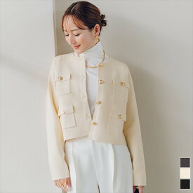 【星玲奈さんコラボアイテム】ゴールド釦ニットカーディガン/ジャケット／ユアーズ（ur's）