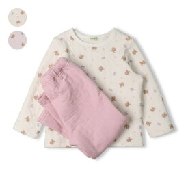 くまプリントキルト長袖パジャマ／キッズフォーレ（Kids Foret）