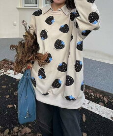 HOOK for girls　総柄スウェット トレンドプリント 韓国ストリート／原宿ガーリー／フック（HOOK）