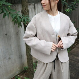 【etre relie】ジャージノーカラーワイドジャケット／エトレリー（etre relie）