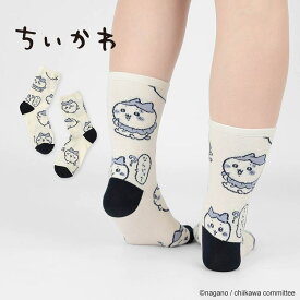 ちいかわ クルー丈 ソックス ハチワレ総柄 靴下 レディース／アニメキャラクター（anime character）
