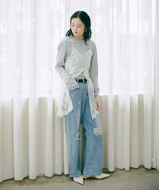 【サイズ展開あり】ストレートダメージデニムパンツ／バブ（Bab）