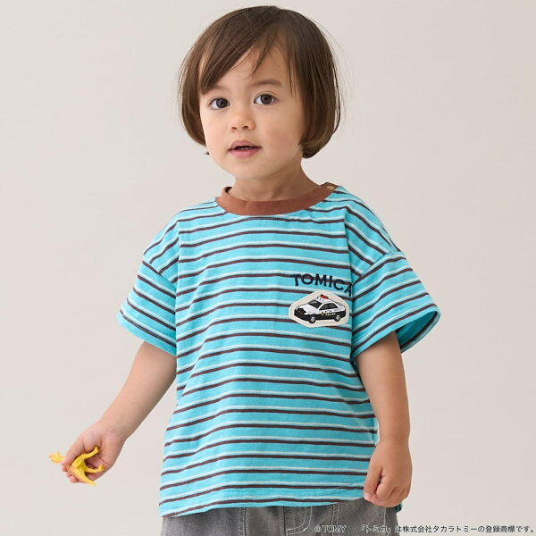 【TOMICA/接触冷感】マルチボーダー半袖Tシャツ／プティマイン（petit main）