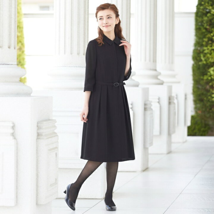 楽天市場 ブラックフォーマル 夏 ウオッシャブル シャツワンピサマーフォーマル 喪服 礼服 夏用 お葬式 ソリテール Soriteal 丸井 マルイ 楽天市場店
