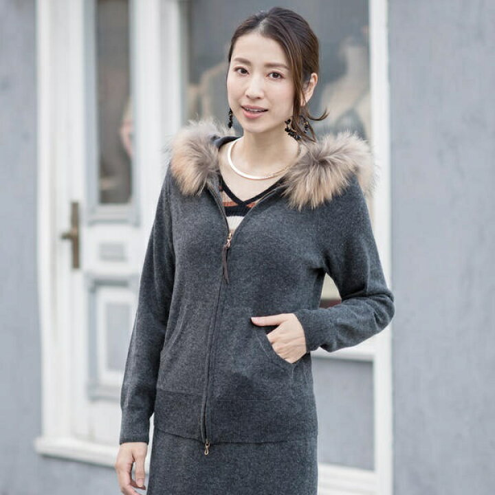 楽天市場】【新色追加】12GG 天竺ニット ファー付きパーカー／goa 