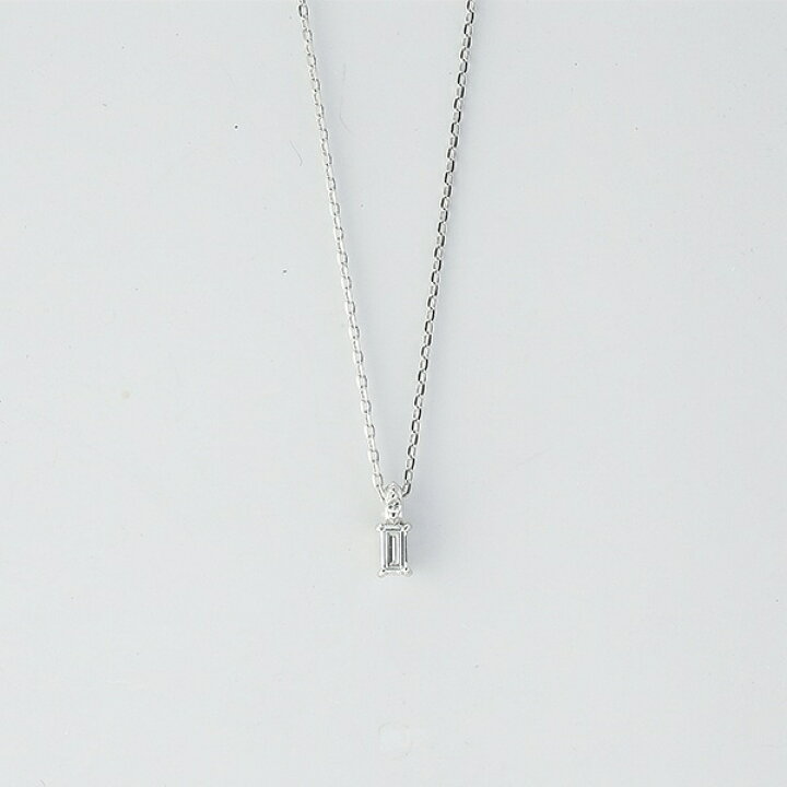 楽天市場】バゲットカットダイヤモンドネックレス[K18WG/0.05ctup 