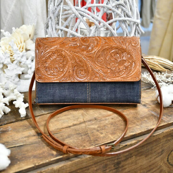 楽天市場】DenimカービングウォレットクラッチBAG／goa（goa 