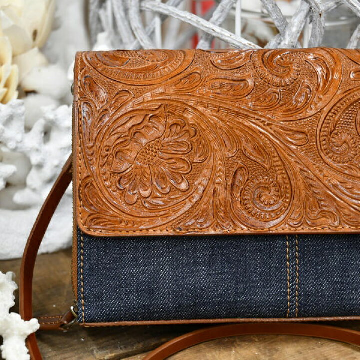 楽天市場】DenimカービングウォレットクラッチBAG／goa（goa 