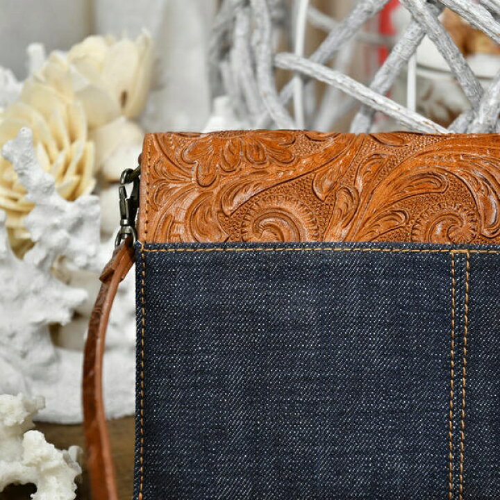 楽天市場】DenimカービングウォレットクラッチBAG／goa（goa 