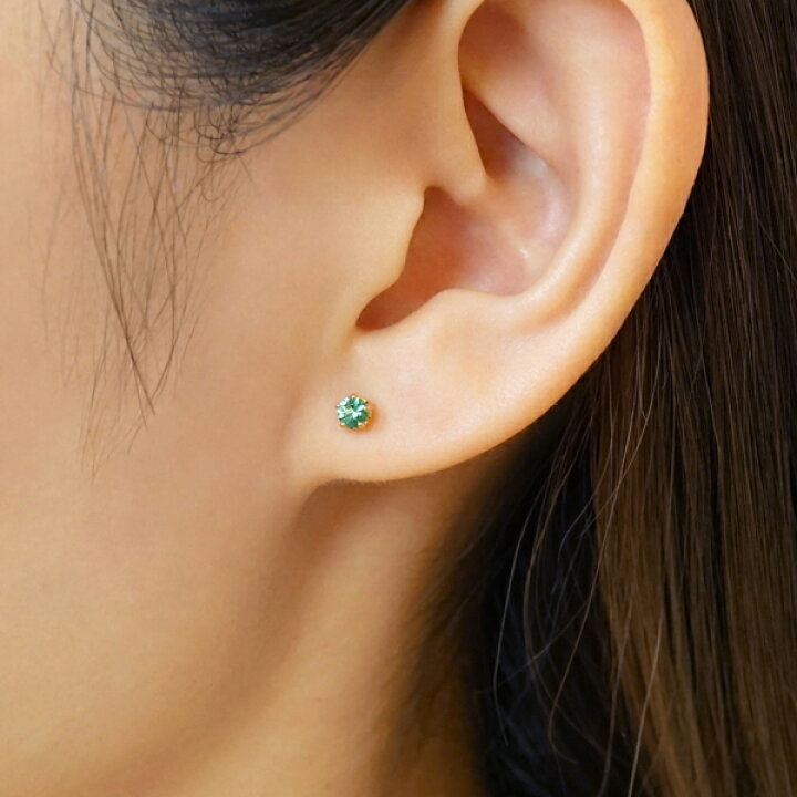 楽天市場】[ セカンドピアス] K18 エメラルドピアス( Φ3mm)／テイク  
