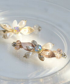 カットビジュー×パールボタニカルバレッタ／アネモネ（ANEMONE）