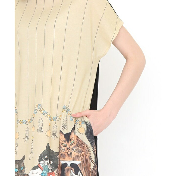 楽天市場 レディース コラボレーションワンピース 飼い猫のパーティー 石黒亜矢子 ワンピース グラニフ Graniph 丸井 マルイ 楽天市場店