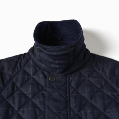 Quilted Check Wool Bedale SL 114-15-0324: Navy