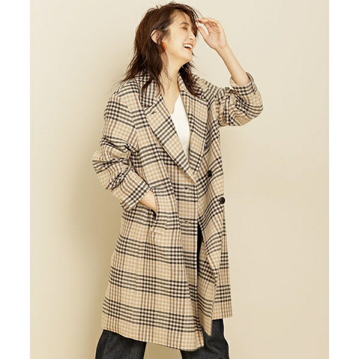 楽天市場】【予約商品】 ダブル釦チェックコート／ナノ・ユニバース  