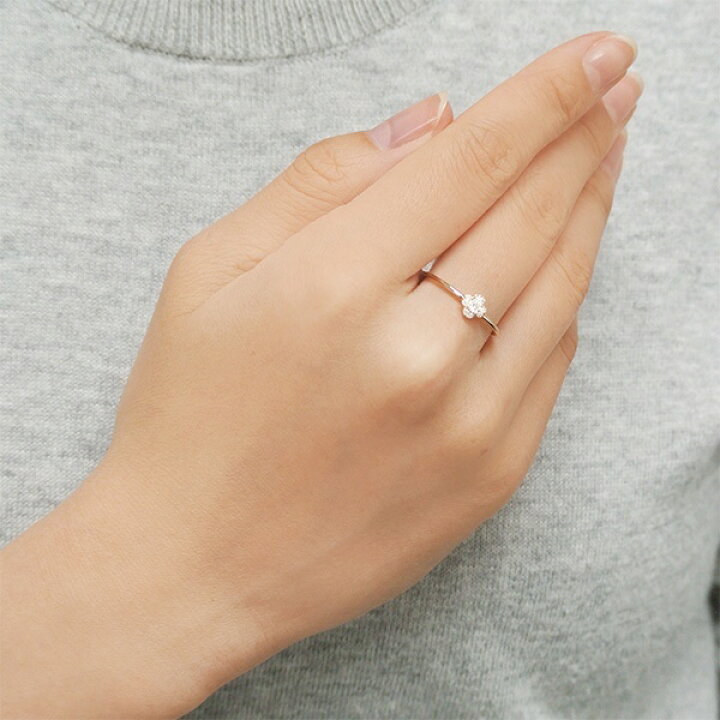 楽天市場】K18PG ダイヤモンド0.080CT フラワーモチーフリング 